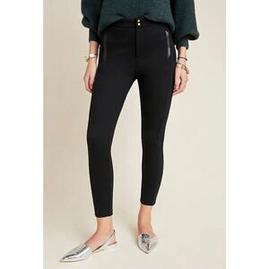 Anthropologie Pants Women’s 6 Black Essential Slim Tapered Ponte Pants Faux Leat